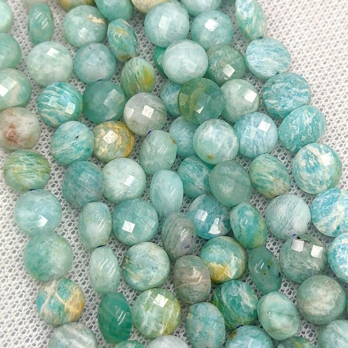 Natural Green Amazonite Beads Faceted Coin
