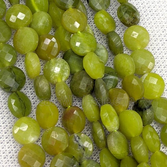 Green Lemon Jade Beads Faceted Coin Dye