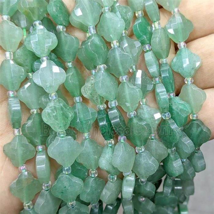 Natural Green Aventurine Clover Beads Faceted
