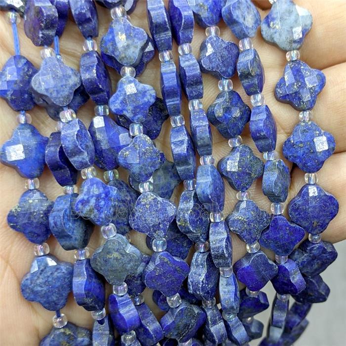 Natural Blue Lapis Lazuli Clover Beads Faceted