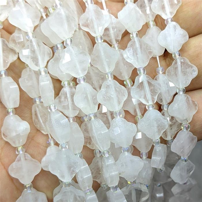 Natural Clear Crystal Quartz Clover Beads Faceted