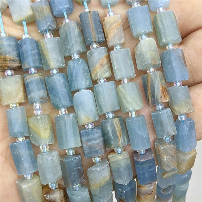 Natural Blue Calcite Tube Beads