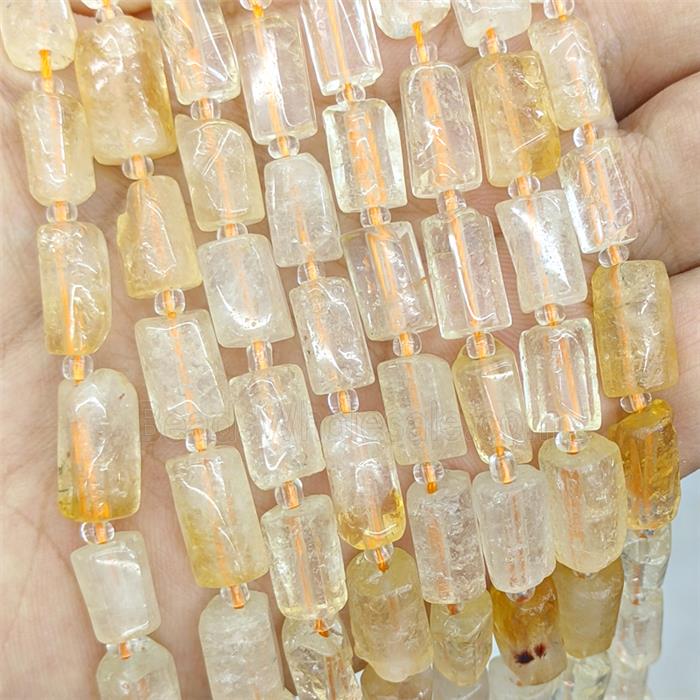 Natural Yellow Citrine Tube Beads