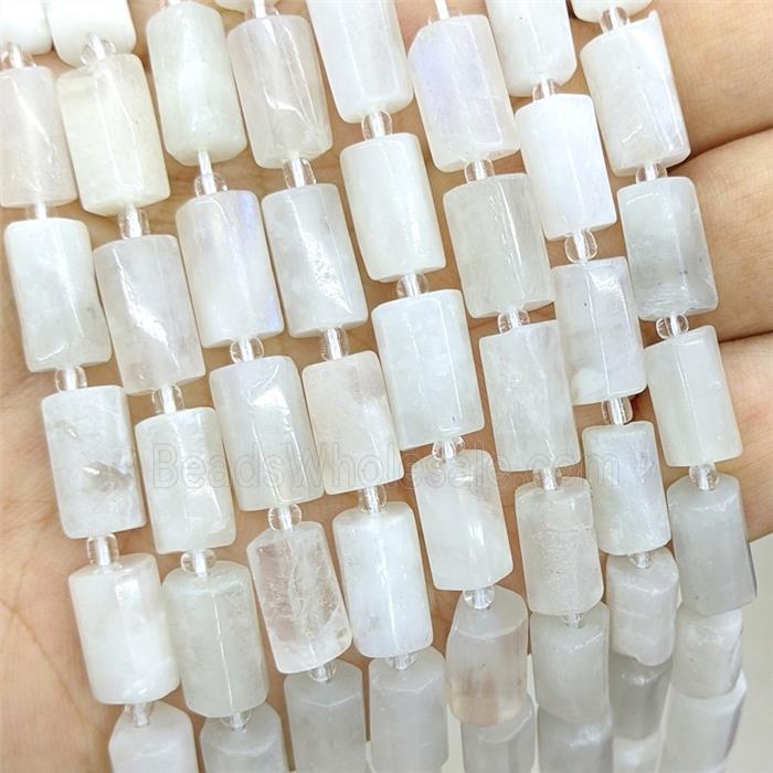 Natural White Moonstone Tube Beads