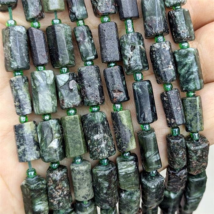 Natural Green Charoite Tube Beads