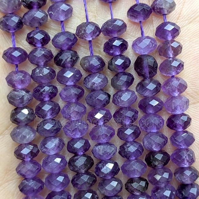 Natural Purple Amethyst Beads Faceted Rondelle