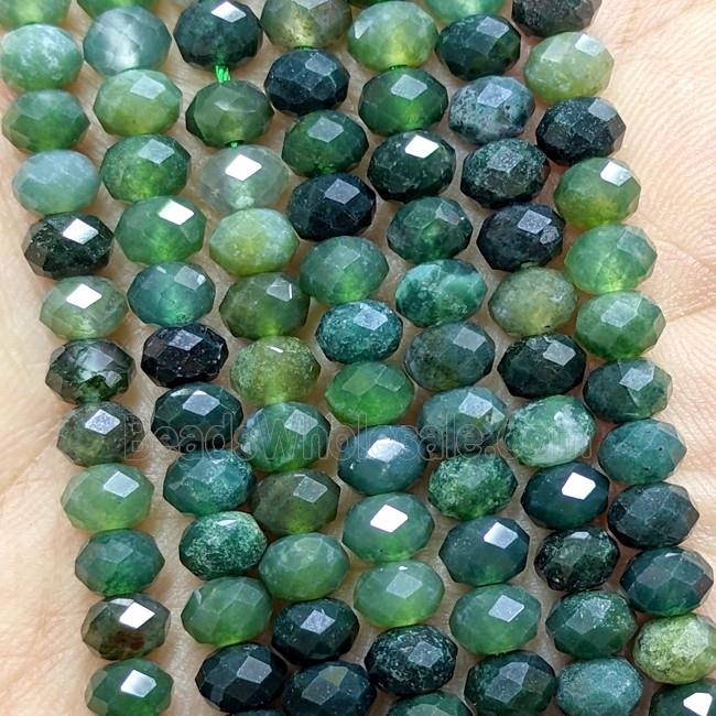 Natural Green Moss Agate Beads Faceted Rondelle