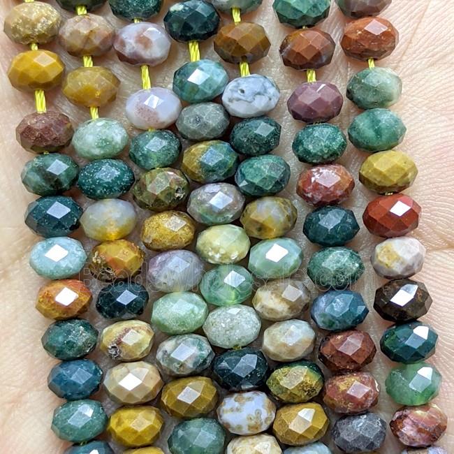 Natural Ocean Agate Beads Multicolor Faceted Rondelle