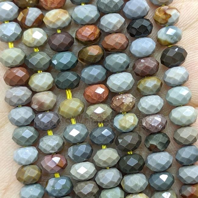 Natural Ocean Jasper Beads Multicolor Faceted Rondelle