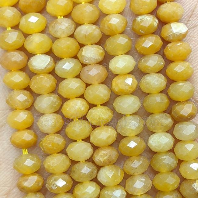 Yellow Honey Jade Beads Faceted Rondelle Dye
