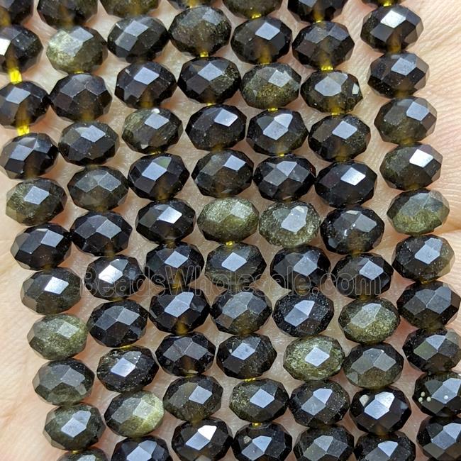 Natural Golden Obsidian Beads Faceted Rondelle