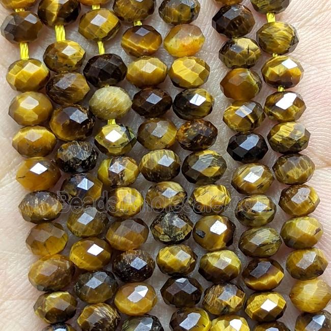 Natural Tiger Eye Stone Beads Faceted Rondelle