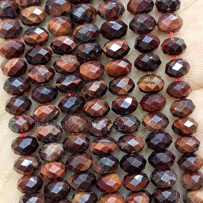 Red Tiger Eye Stone Beads Faceted Rondelle