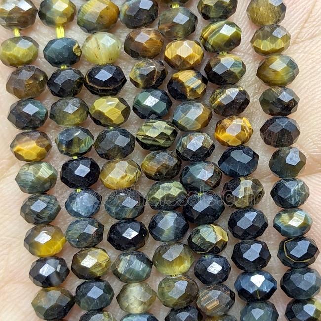 Tiger Eye Stone Beads Yellowblue Faceted Rondelle