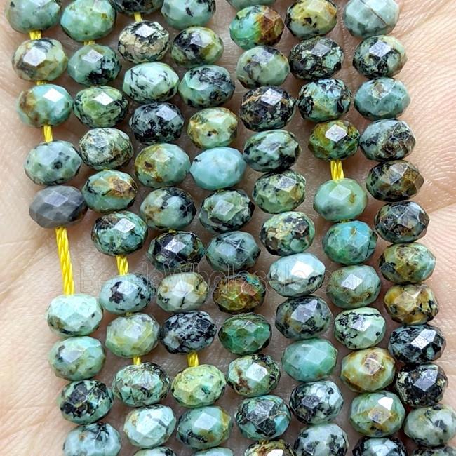 Natural Green African Turquoise Beads Faceted Rondelle