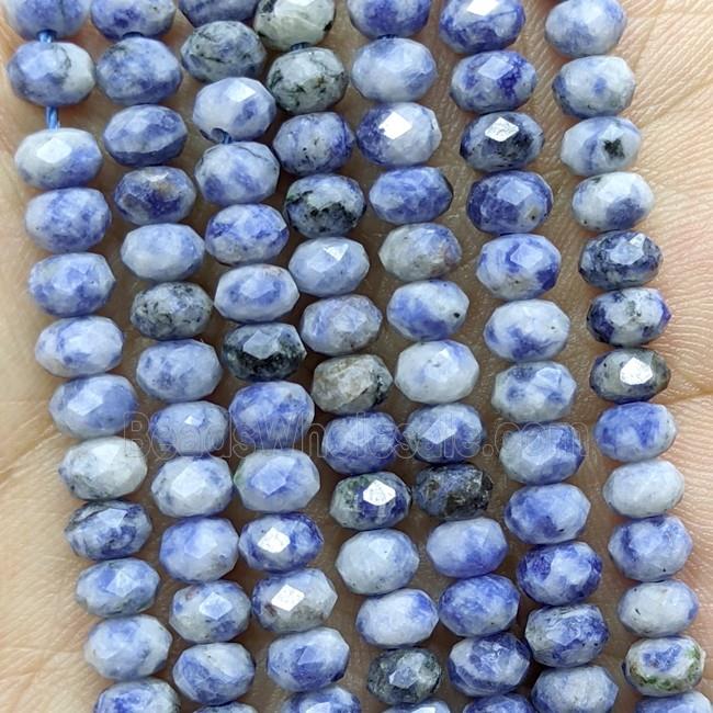 Natural Blue Dalmatian Jasper Beads Faceted Rondelle