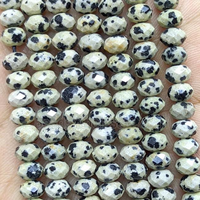 Natural Black Dalmatian Jasper Beads Faceted Rondelle