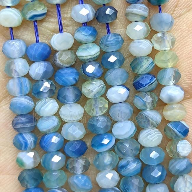 Blue Striped Agate Beads Banded Faceted Rondelle Dye