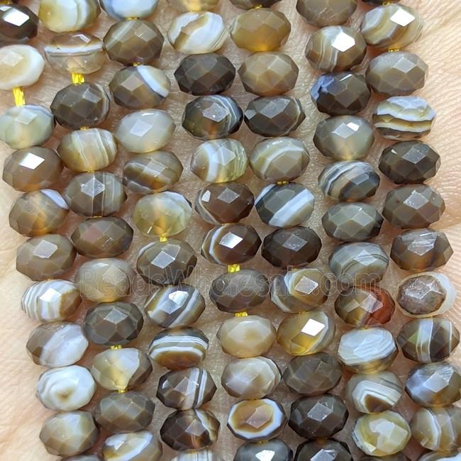 Coffee Striped Agate Beads Banded Faceted Rondelle Dye