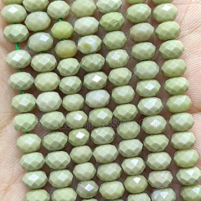Natural Chinese Alashan Agate Beads Green Faceted Rondelle