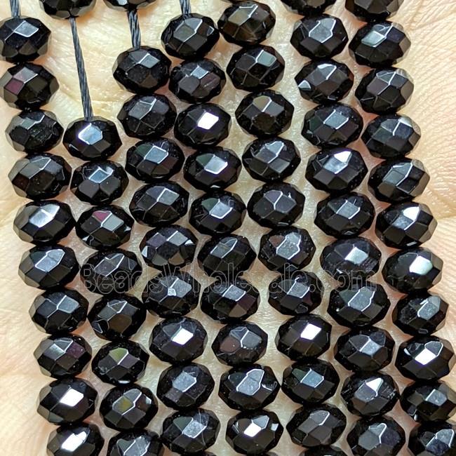 Natural Black Obsidian Beads Faceted Rondelle