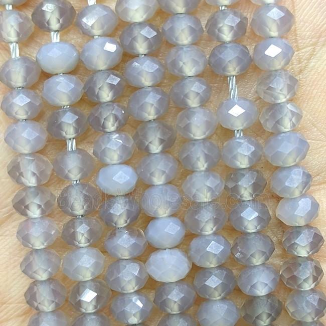 Natural Gray Agate Beads Faceted Rondelle
