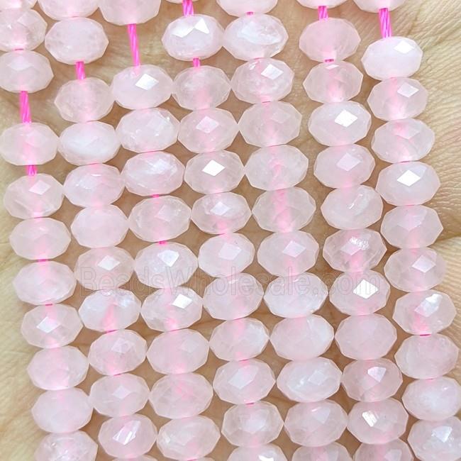 Natural Pink Rose Quartz Beads Faceted Rondelle
