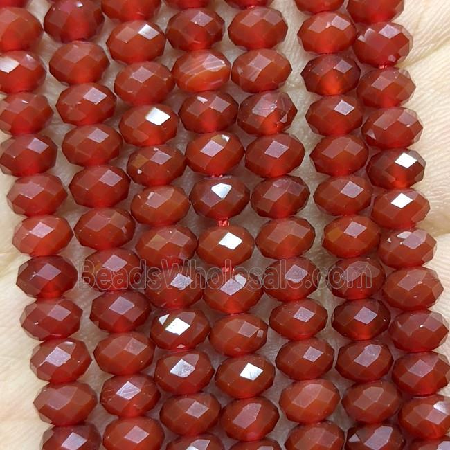 Natural Red Agate Beads Dye Faceted Rondelle