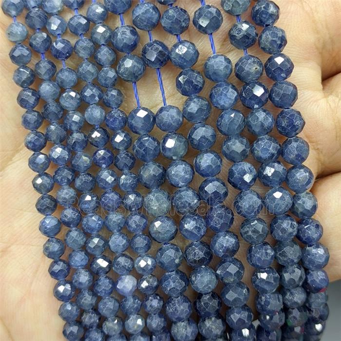 Natural Sapphire Beads AA-Grade Blue Faceted Round