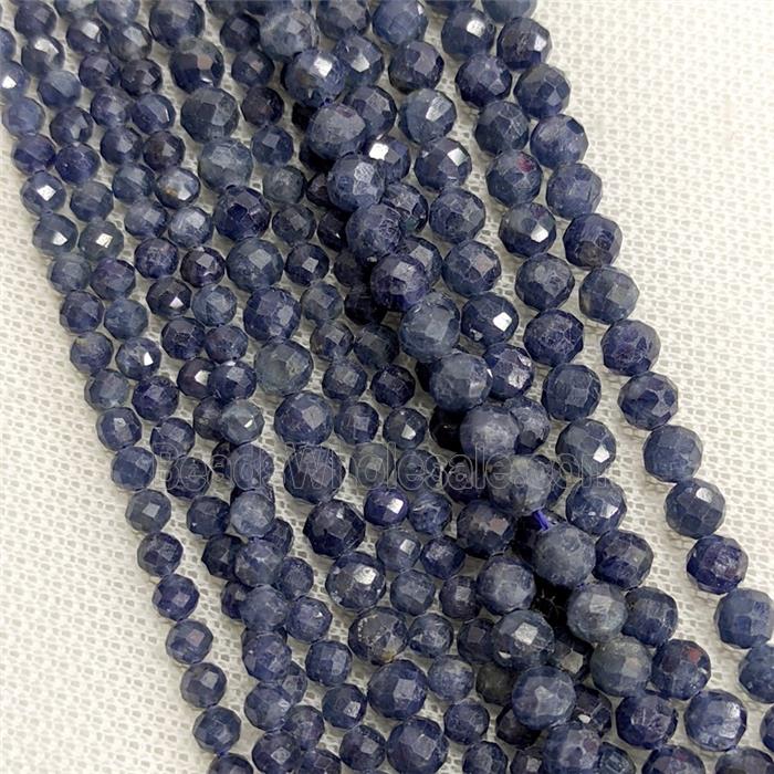 Natural Sapphire Beads AA-Grade Blue Faceted Round