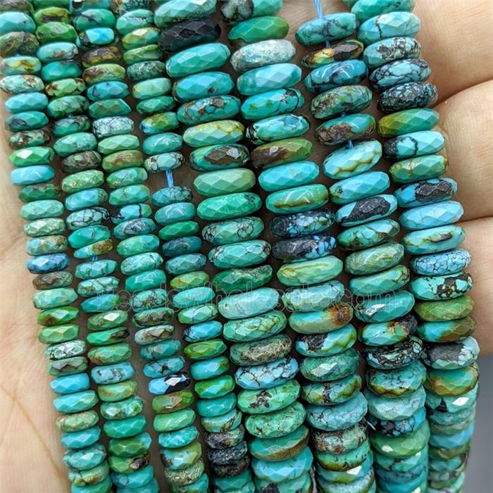 Natural Chinese Hubei Turquoise Spacer Beads Green Faceted Heishi