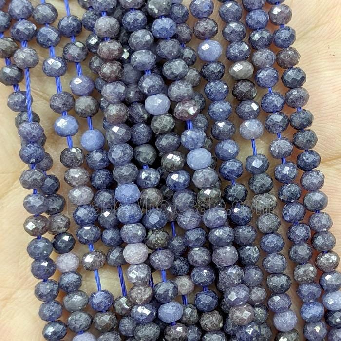 Natural Sapphire Beads B-Grade Blue Faceted Rondelle