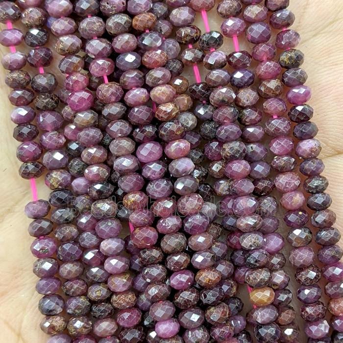 Natural Ruby Beads B-Grade Red Faceted Rondelle