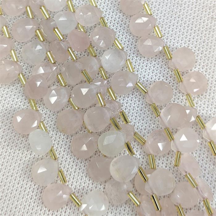 Natural Pink Rose Quartz Beads Faceted Teardrop Topdrilled