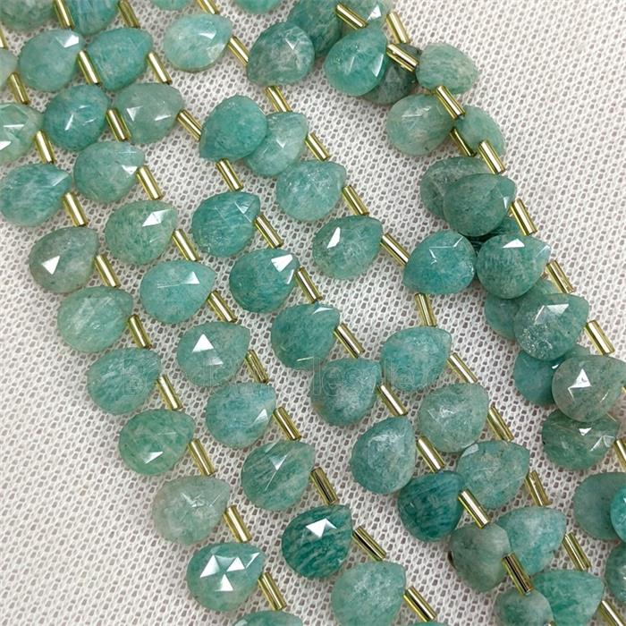 Natural Green Amazonite Beads Faceted Teardrop Topdrilled