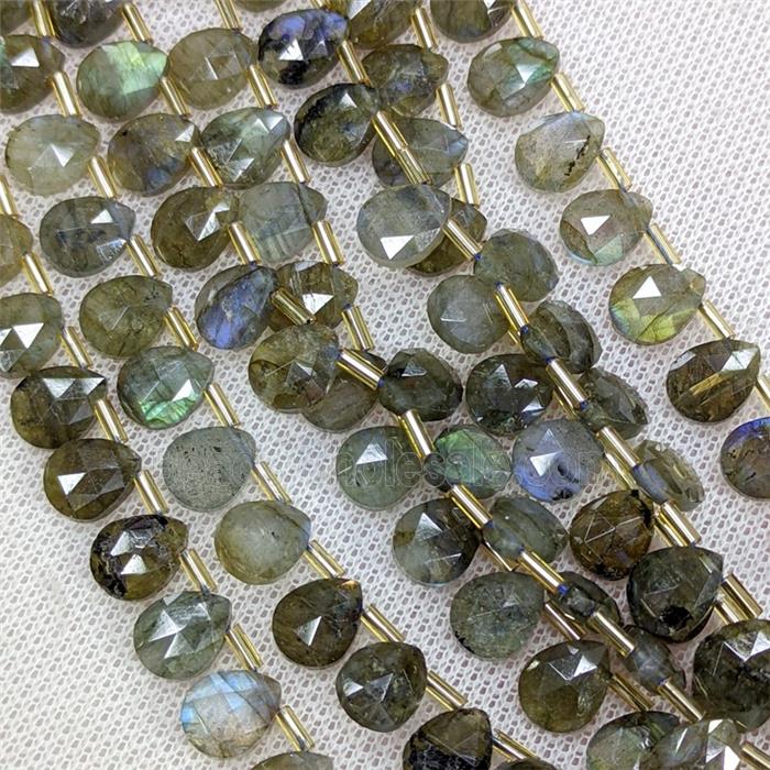 Natural Labradorite Beads Faceted Teardrop Topdrilled