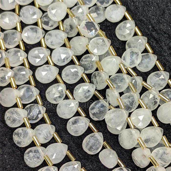 Natural Clear Crystal Quartz Beads Faceted Teardrop Topdrilled