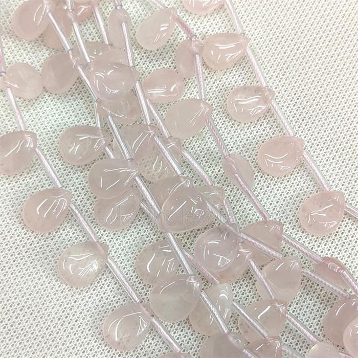 Natural Pink Rose Quartz Teardrop Beads Topdrilled