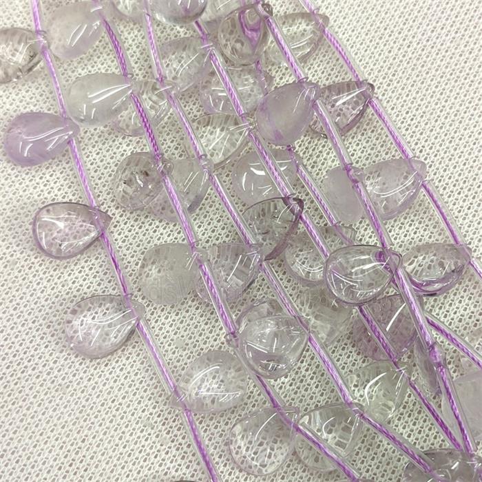 Natural Lt.purple Amethyst Teardrop Beads Topdrilled