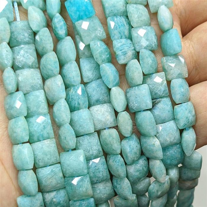 Natural Green Amazonite Beads Faceted Square