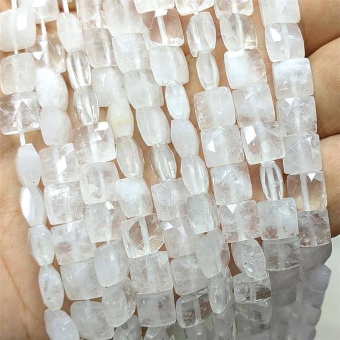 Natural Clear Crystal Quartz Beads Faceted Square