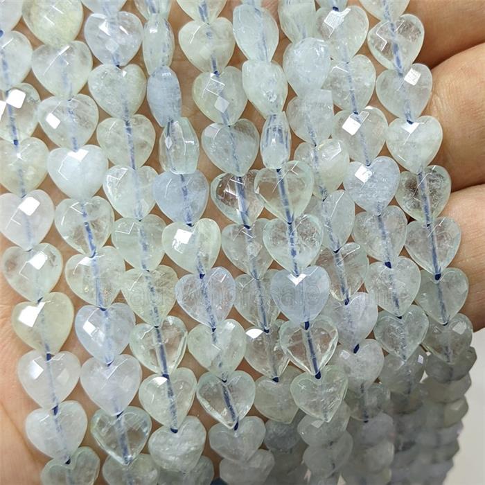 Natural Blue Aquamarine Heart Beads Faceted