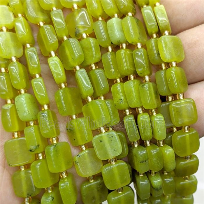 Natural Lemon Jade Beads Square Olive