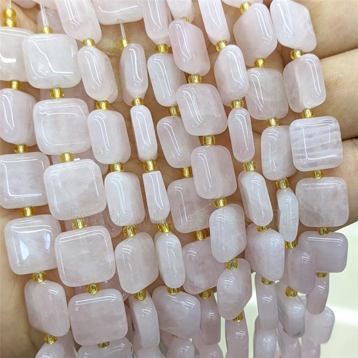 Natural Pink Rose Quartz Square Beads