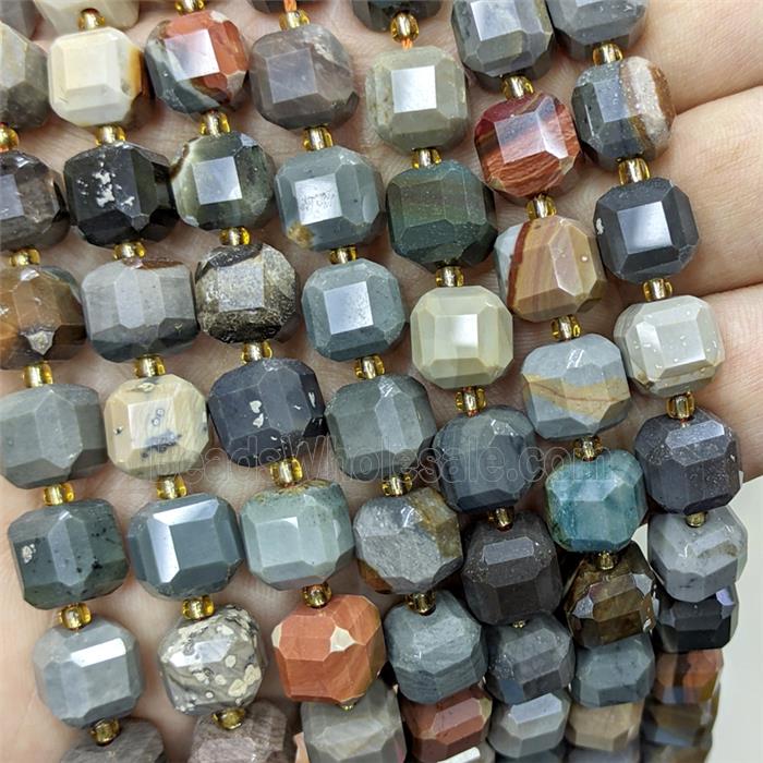 Natural Ocean Jasper Beads Faceted Cube