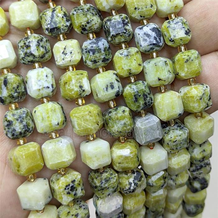 Olive Turquoise Jasper Beads Faceted Cube