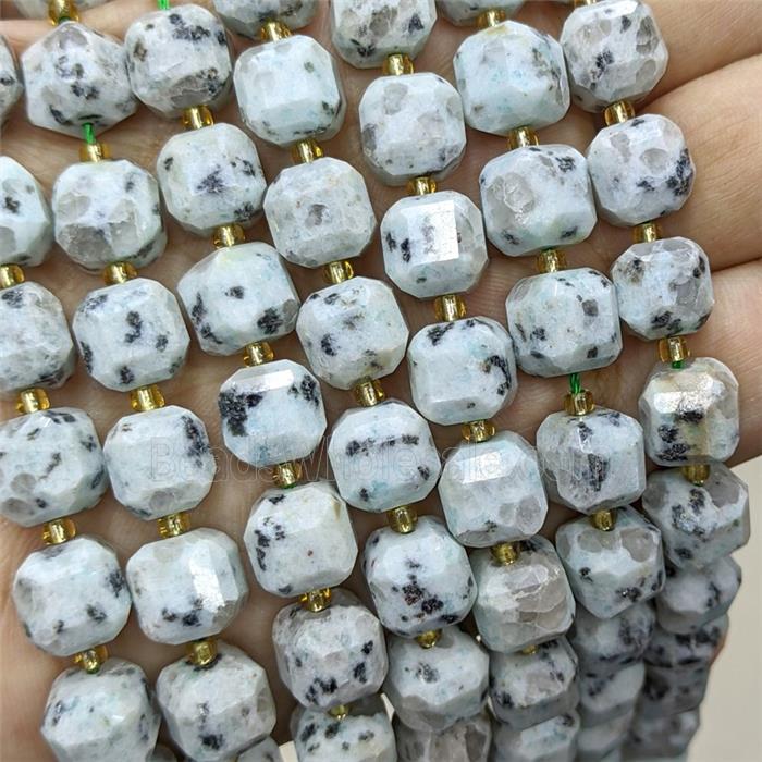 Natural Chinese Kiwi Jasper Beads Faceted Cube