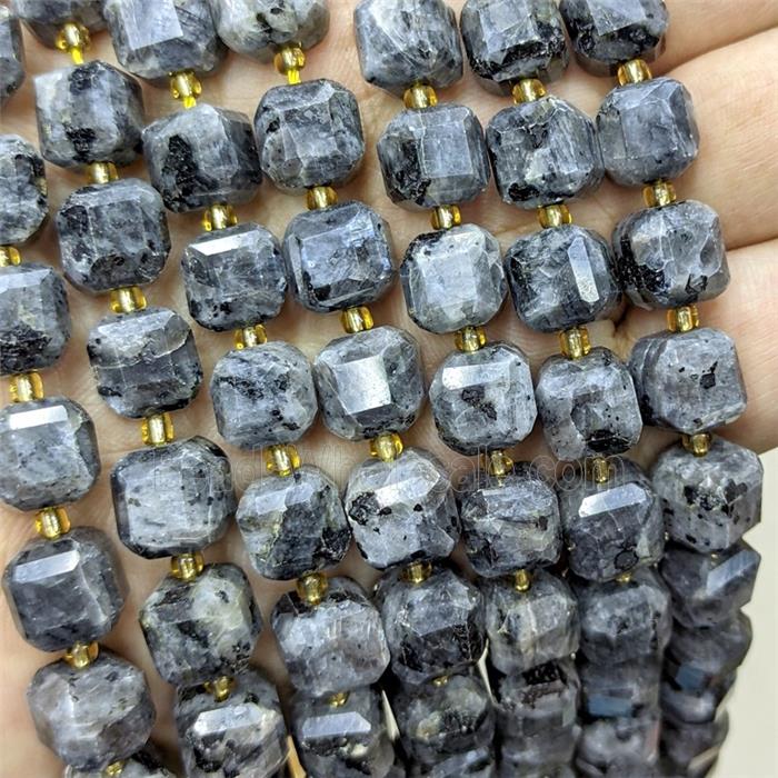Natural Black Labradorite Beads Faceted Cube