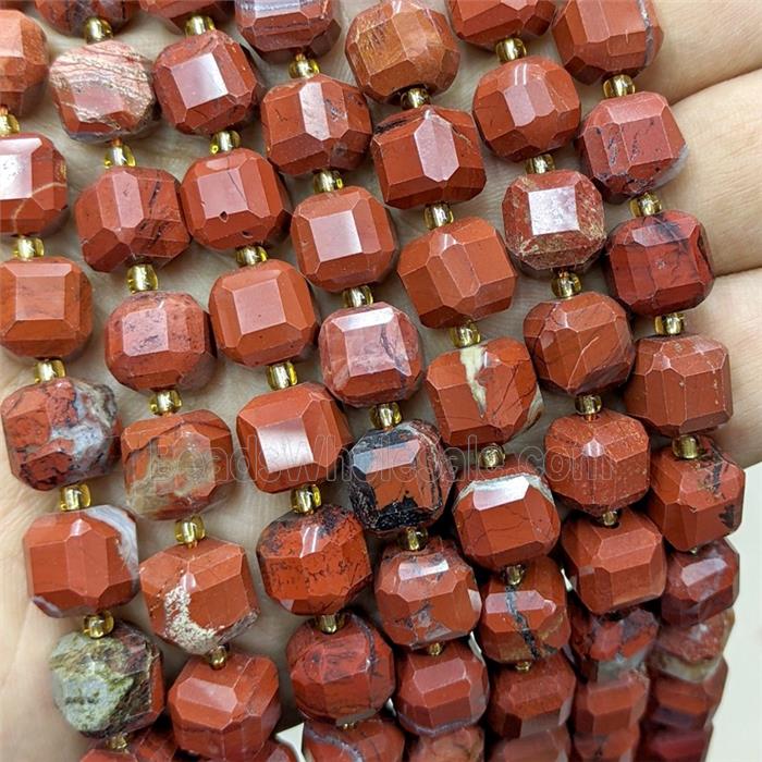 Natural Red Jasper Beads Faceted Cube