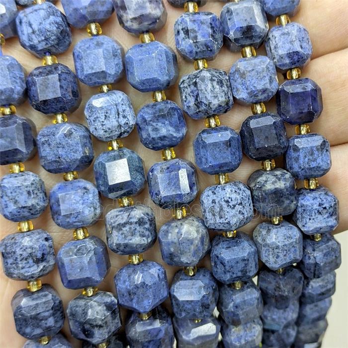 Natural Blue Dumortierite Beads Faceted Cube
